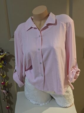 Light Pink Button-Up Women's Blouse